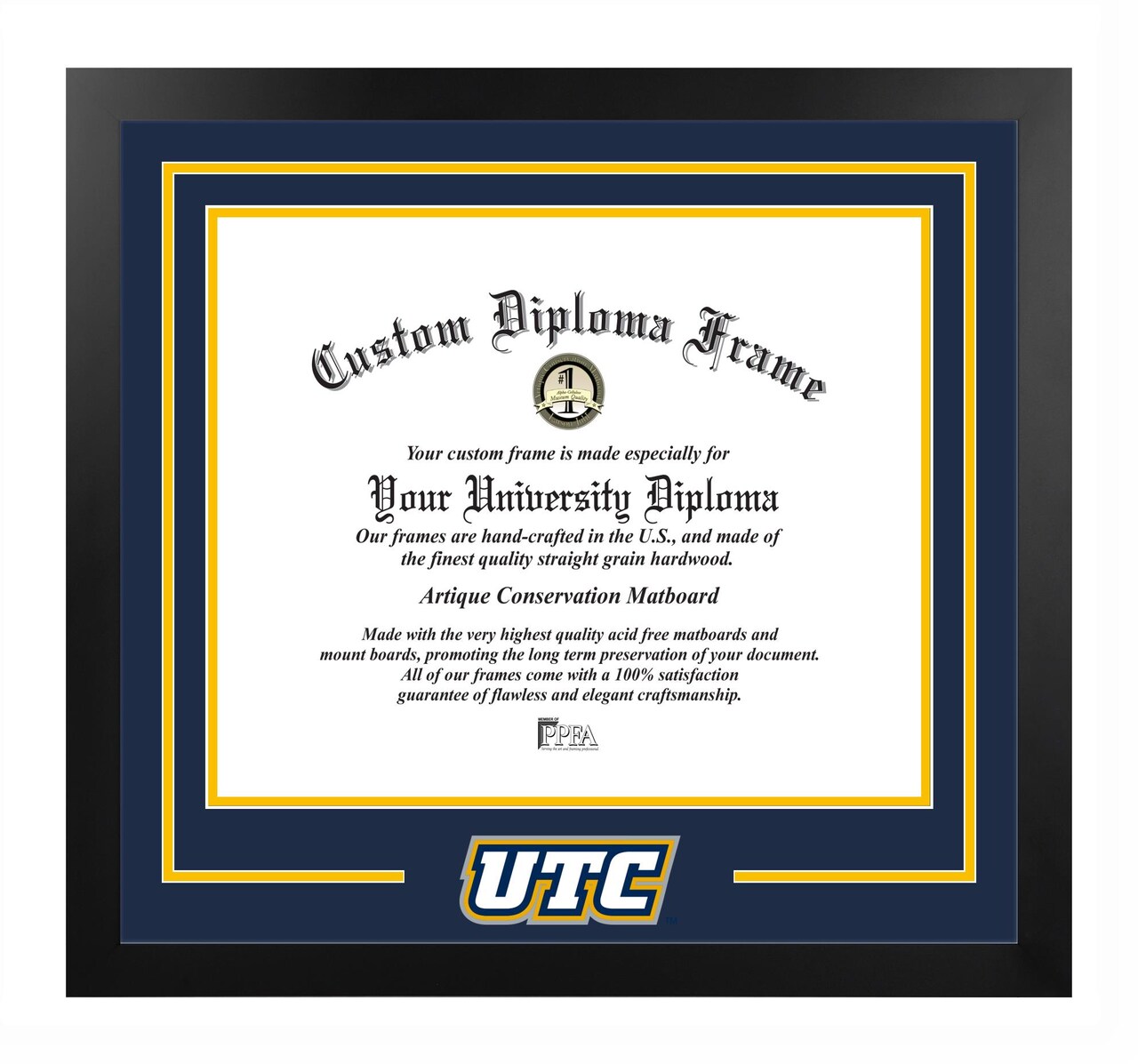 UTC Mocs 17w x 14h Spirit Diploma Manhattan Black Frame with Bonus Campus Images Lithograph (value savings $59)